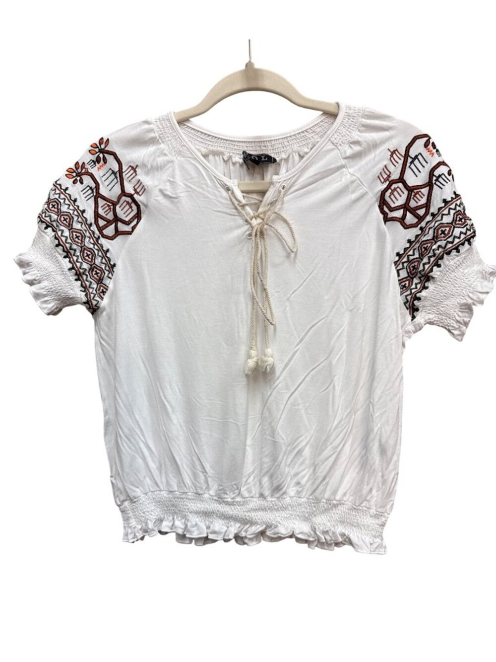 POL Embroidered Sleeve Top Small